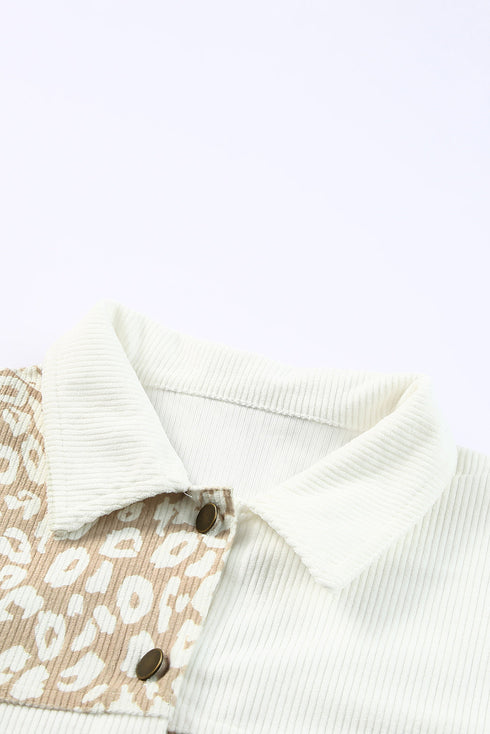 Leopard Print Corduroy Long Sleeve Jacket